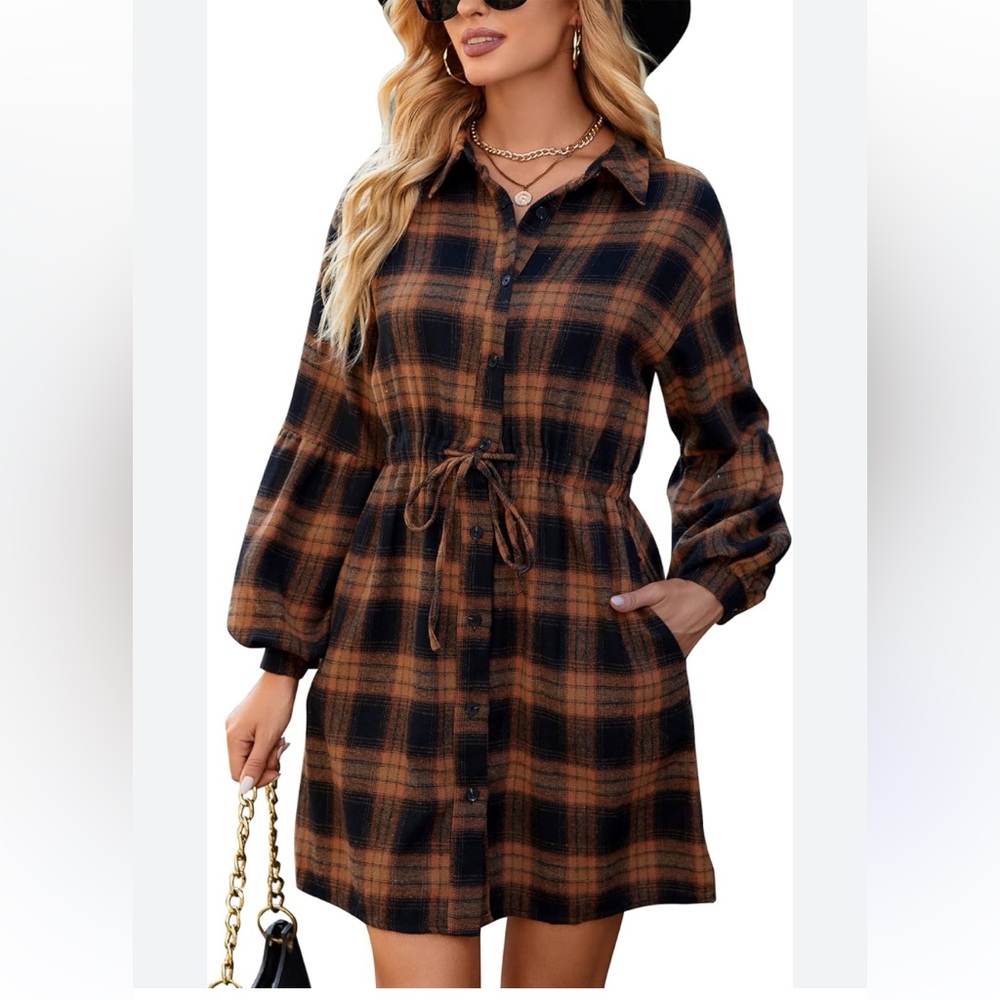 Blooming Jelly Plaid Long-Sleeve Dress NWT - Picture 2 of 6